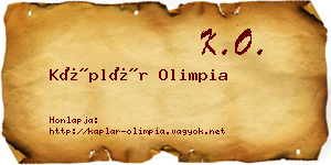Káplár Olimpia névjegykártya